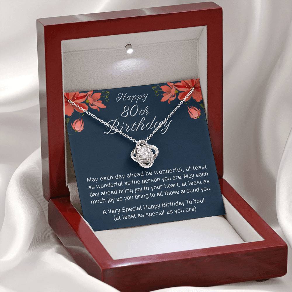 Grandmother Necklace, Happy 80Th Birthday “ Love Knot Necklace, Gift For Grandma