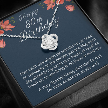 Grandmother Necklace, Happy 80Th Birthday “ Love Knot Necklace, Gift For Grandma