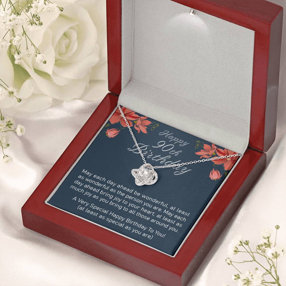 Grandmother Necklace, Happy 90Th Birthday “ Love Knot Necklace, Gift For Grandma