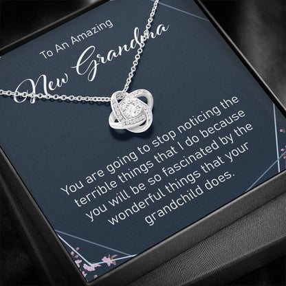 Grandmother Necklace, Pregnancy Reveal Gift For New Grandmother Love Knot Necklace