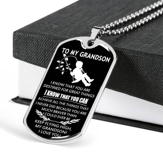 GRANDSON DOG TAG, DOG TAG FOR GRANDSON: NECKLACE GIFT FOR GRANDSON DOG TAG-23