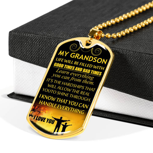 GRANDSON DOG TAG, GRANDPA AND GRANSON DOG TAG, GIFT FOR GRANDSON DOG TAG-3