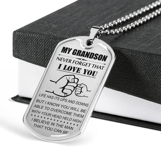 GRANDSON DOG TAG, GRANDPA AND GRANSON DOG TAG, GIFT FOR GRANDSON DOG TAG-5