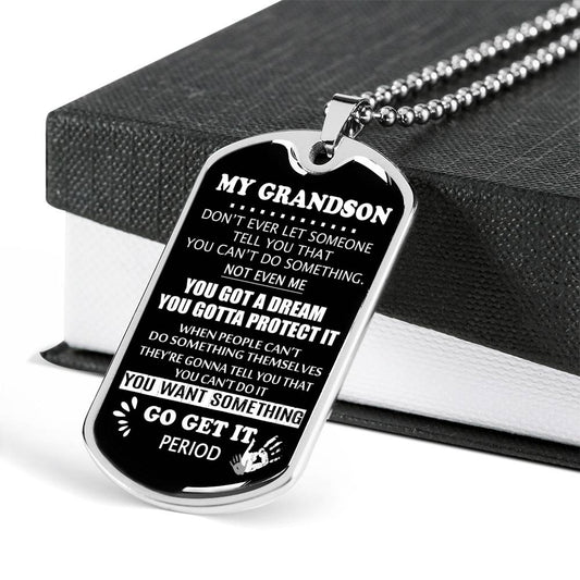 GRANDSON DOG TAG, TO MY GRANDSON DOG TAG : GIFTS FROM GRANDPARENTS, GREAT GRANDSON GIFTS DOG TAG-1