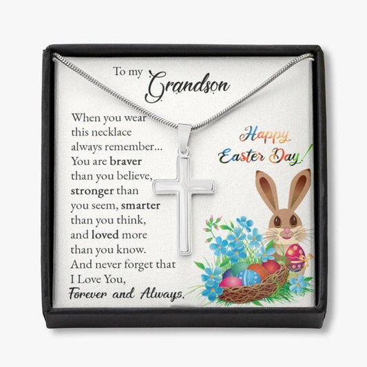 Grandson Necklace, Easter Gifts For Grandson, Cross Necklace Gift For Grandson, Little Boy Easter Christian