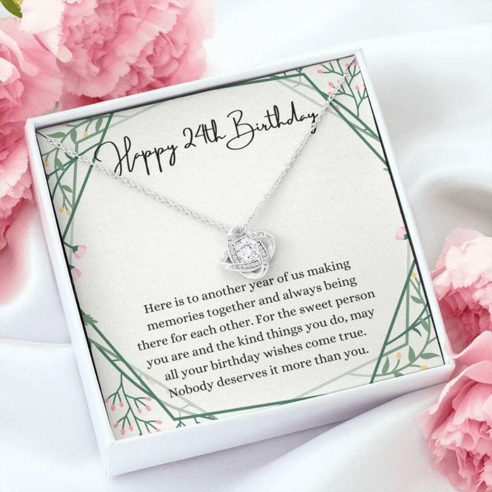 Girlfriend Necklace, Happy 24Th Birthday Necklace, Gift For 24Th Birthday, 24 Years Old Birthday Woman