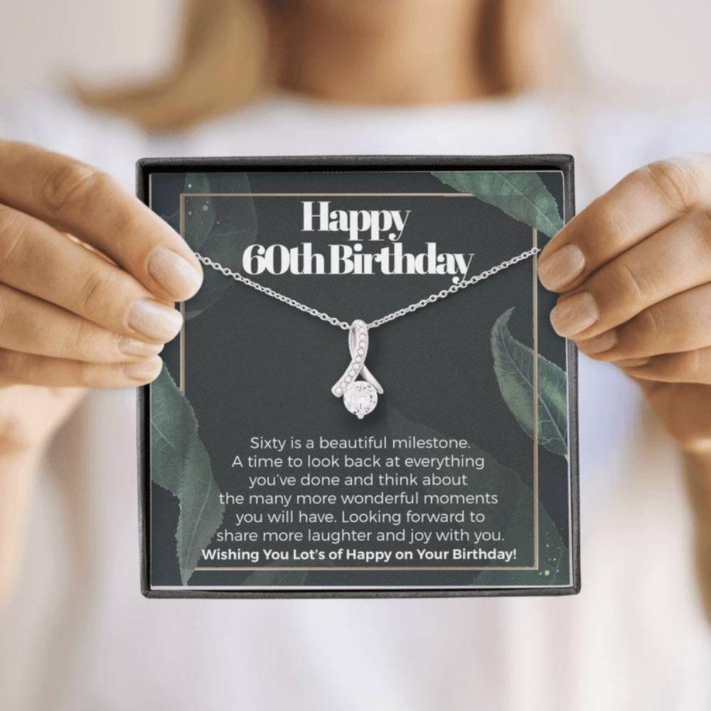Mom Necklace, Happy 60Th Birthday Necklace “ Gift For Mom, Best Friend, Auntie, Mother, Wife