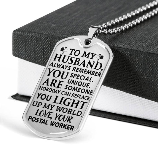 Husband Dog Tag, Custom Gift For Husband Dog Tag Military Chain Necklace You Light Up My World Dog Tag