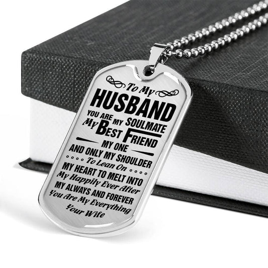 Husband Dog Tag, Custom Gift For Husband Dog Tag Military Chain Necklace You�re My Soulmate Dog Tag