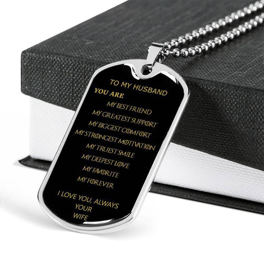Husband Dog Tag, Custom My Forever Dog Tag Military Chain Necklace Dog Tag