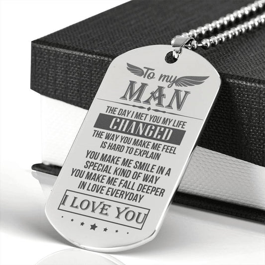 Husband Dog Tag, To Husband The Day I Met You My Life Changed Dog Tag Military Chain Necklace Gift For Him