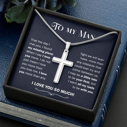 Husband Necklace, Cross Necklace For My Man, Meaningful Gift For My Husband, Husband Birthday Present Gift From Wife