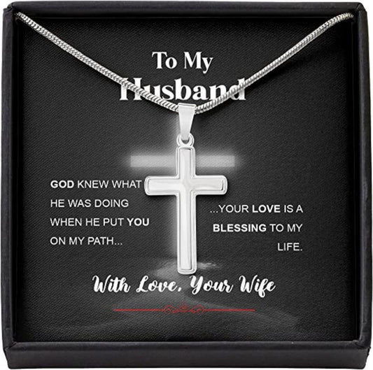 Husband Necklace, Husband Gift From Wife “ God Path Love Bless Love Necklace Rakva
