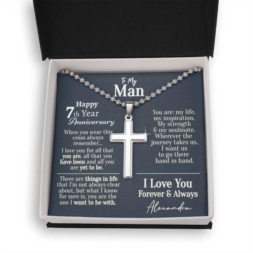 Husband Necklace, Personalized 7 Year Anniversary Necklace For Him, Seventh Year Anniversary Necklace For Him, 7 Year Wedding Anniversary For Him