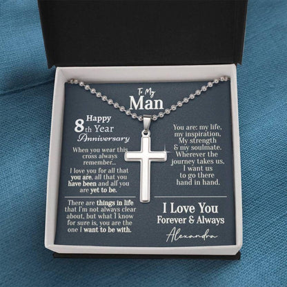 Husband Necklace, Personalized 8 Year Anniversary Necklace For Him 8th Year Anniversary Necklace For Him, Eighth Year Anniversary Necklace