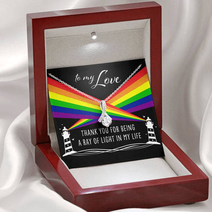 Lgbt Necklace, To My Love A Ray Of Light In My Life “ Lesbian Gay Lgbtq Alluring Beauty Necklace