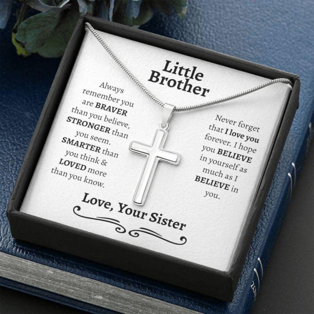 Little Brother Necklace Gift, Gift For Little Brother From Sister, Teenage Brother Necklace