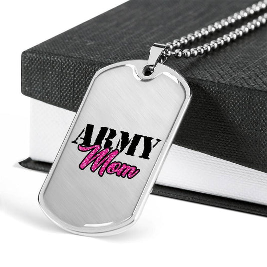Mom Dog Tag Custom Mother's Day Gift, Meaningful Gift For Army Mom Dog Tag Military Chain Necklace