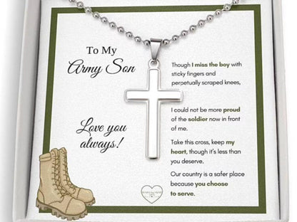 Son Necklace, Military “ Us Army Graduation Deployment Gift Necklace For Son “ Safer Place
