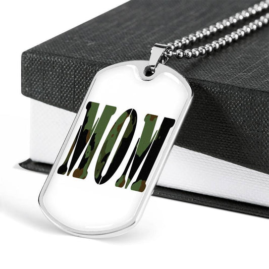 Mom Dog Tag Custom Mother's Day Gift, Military Moms Dog Tag Military Chain Necklace For Army Mom