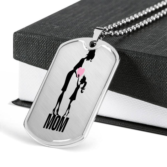 Mom Dog Tag Custom Mother's Day Gift, Mom Lover Dog Tag Military Chain Necklace For Mom