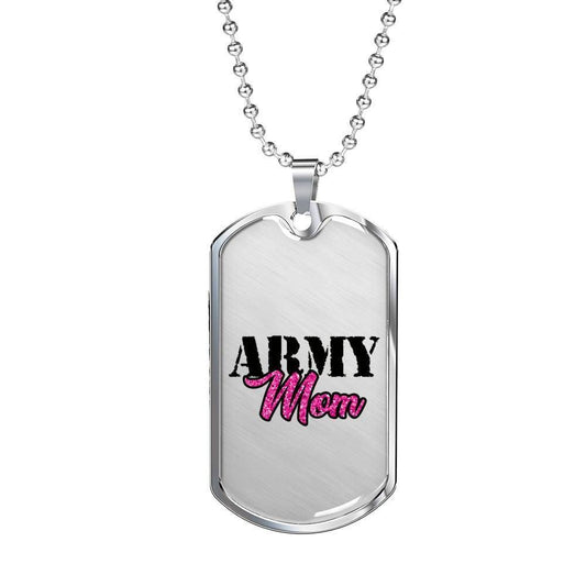 Mom Dog Tag Custom Picture Mother's Day, Army Mom White Dog Tag Necklace For Amry Mom
