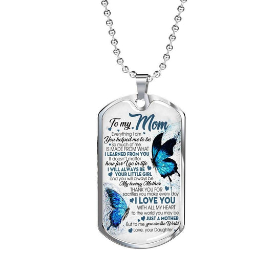 Mom Dog Tag Mother’S Day Gift, To My Mom I Love You With All My Heart Dog Tag Military Chain Necklace