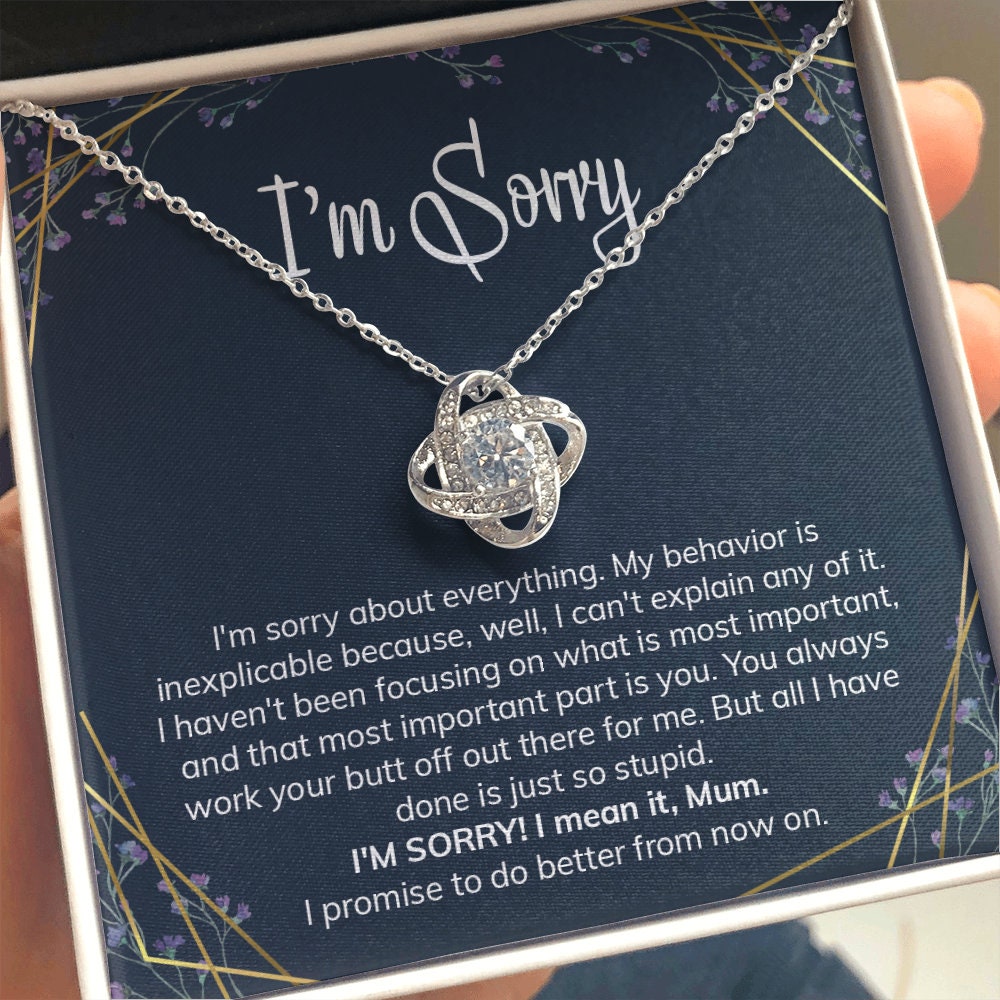 Mom Necklace, Apology Gift To Mum Love Knot Necklace I Am Sorry Jewelry Forgiveness Gift For Mum
