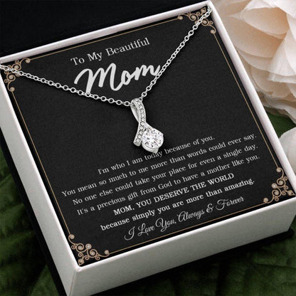 Mom Necklace, Best Necklace Gift For Mom, Mothers Day Necklace For Mom From Daughter/Son, Sentimental Gift For Mother With Message Card, Mom Appreciation Gift
