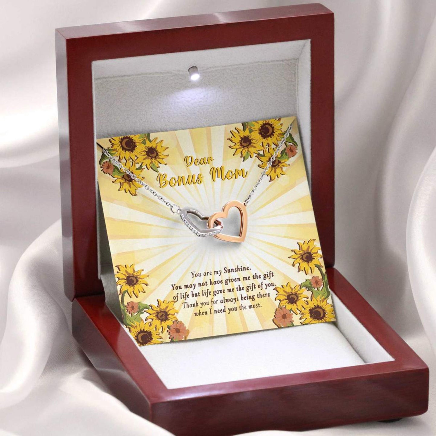 Mom Necklace, Bonus Mom Necklace: Gift For Mother’S Day Sunflower And Sunshine, Cute Message Card