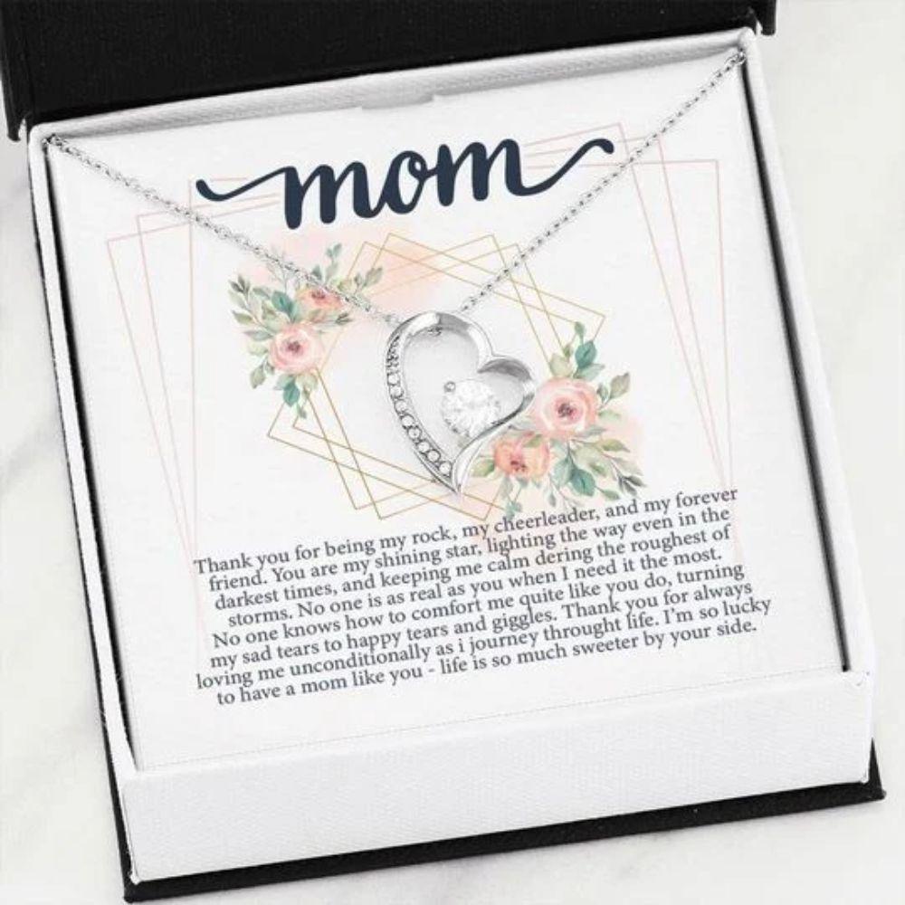 Mom Necklace, By Your Side Abstract Flower Forever Love Necklace Gift For Mom