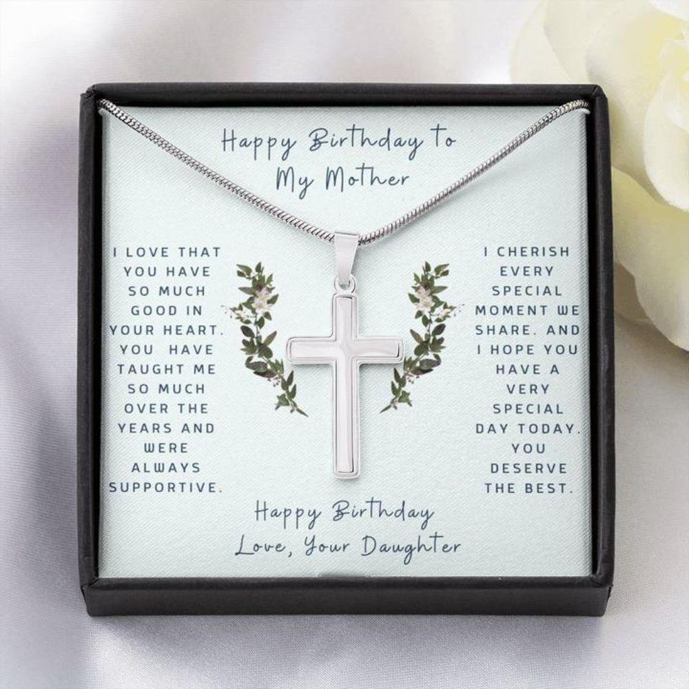 Mom Necklace, Cross Necklace To Mother From Daughter - Faithful Cross Necklace - Gift Necklace Message Card