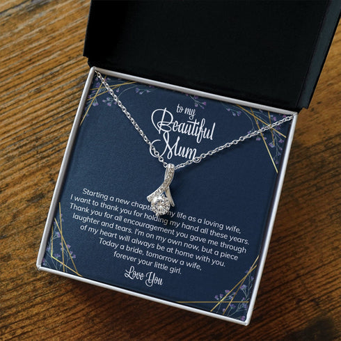 Mom Necklace, Daughter To Mum On Wedding Day Gift Alluring Necklace Bride To Her Mother Bridal Party Rehearsal Dinner Gift To Mum From Daughter