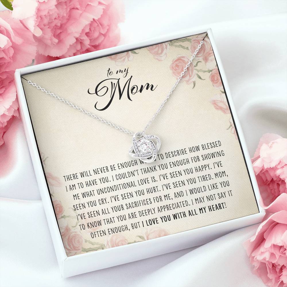 Mom Necklace, Gift For Mom From Daughter “ Love Knot Necklace
