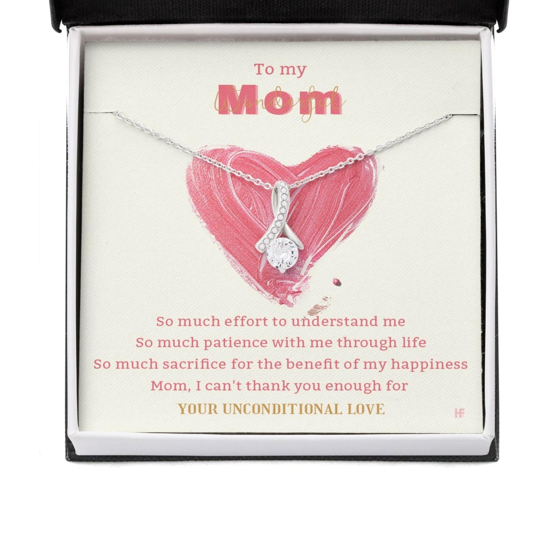 Mom Necklace, Gift For My Wonderful Mom On Mother's Day With Hand Acrylic Jelly Paint Heart  Necklace