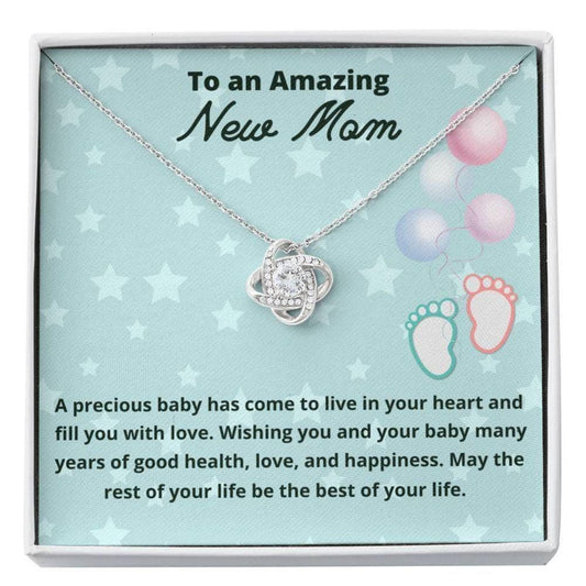 Mom Necklace, Gift For New Mom Love Knot Necklace First Time Mom To Be Gifts, Present For New Mom, Unique New Mom Gift
