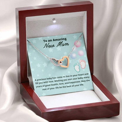 Mom Necklace, Gift For New Mom Two Hearts Necklace First Time Mom To Be Gifts, Present For New Mom