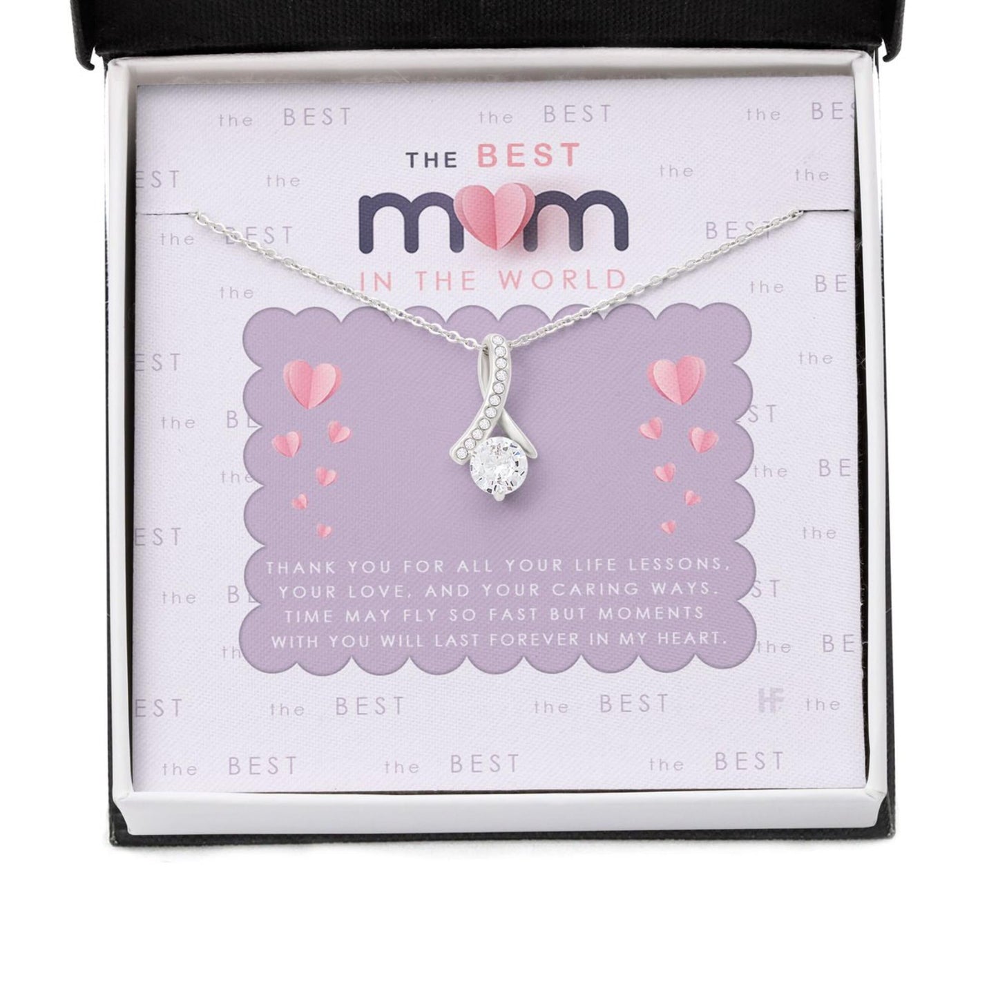 Mom Necklace, Gift For The Best Mom In The World On Mother's Day With Pink Paper Heart Necklace