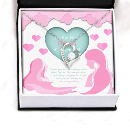 Mom Necklace, Gift For The Best Mom In The World With Pink & Green Paper Heart, Cloud Necklace