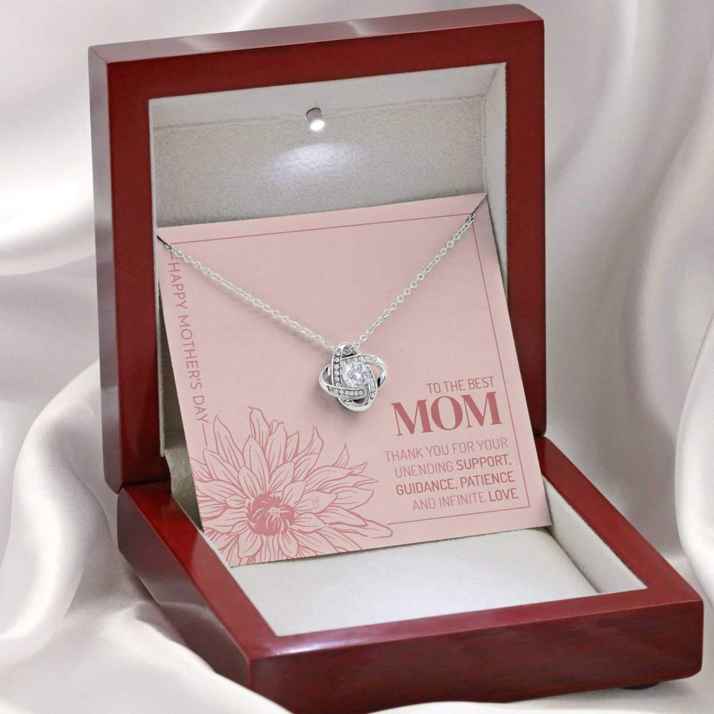 Mom Necklace, Gift For The Best Mom On Mother’S Day With Lined Drawing Flower  Love Knot Necklaces