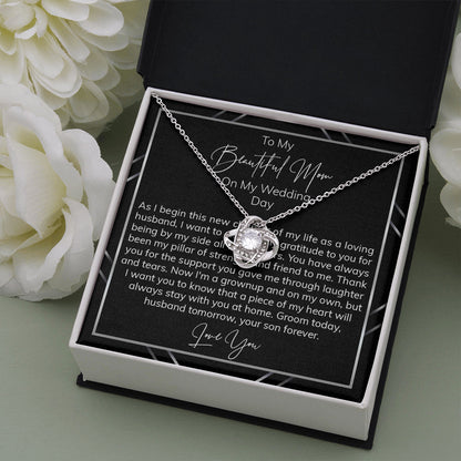 Mom Necklace, Groom To Mother Gift From Son On His Wedding Day