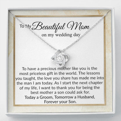 Mom Necklace, Groom To Mother Gift, Son To Mother On Wedding Day Necklace, Mother Of The Groom Gift From Son, Mom Wedding Gift From Son