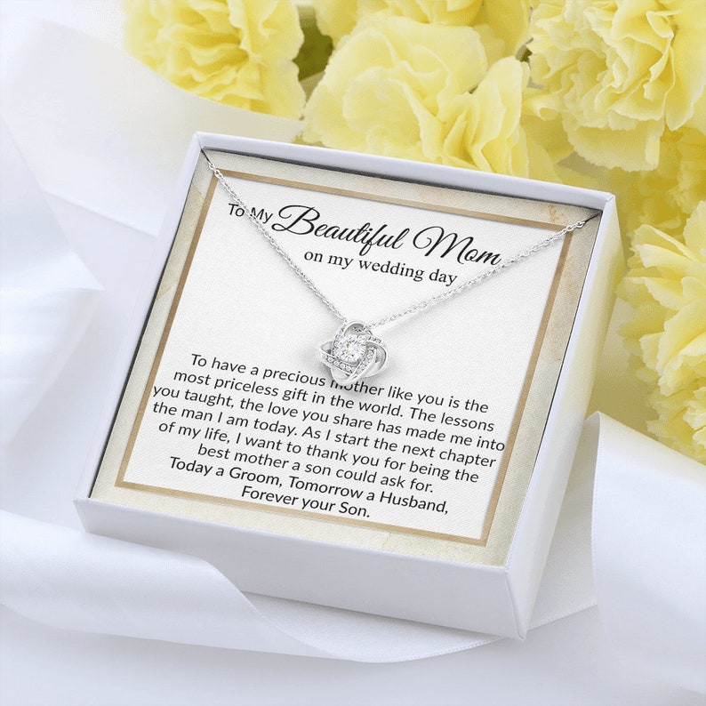 Mom Necklace, Groom To Mother Gift, Son To Mother On Wedding Day Necklace, Mother Of The Groom Gift From Son, Mom Wedding Gift From Son