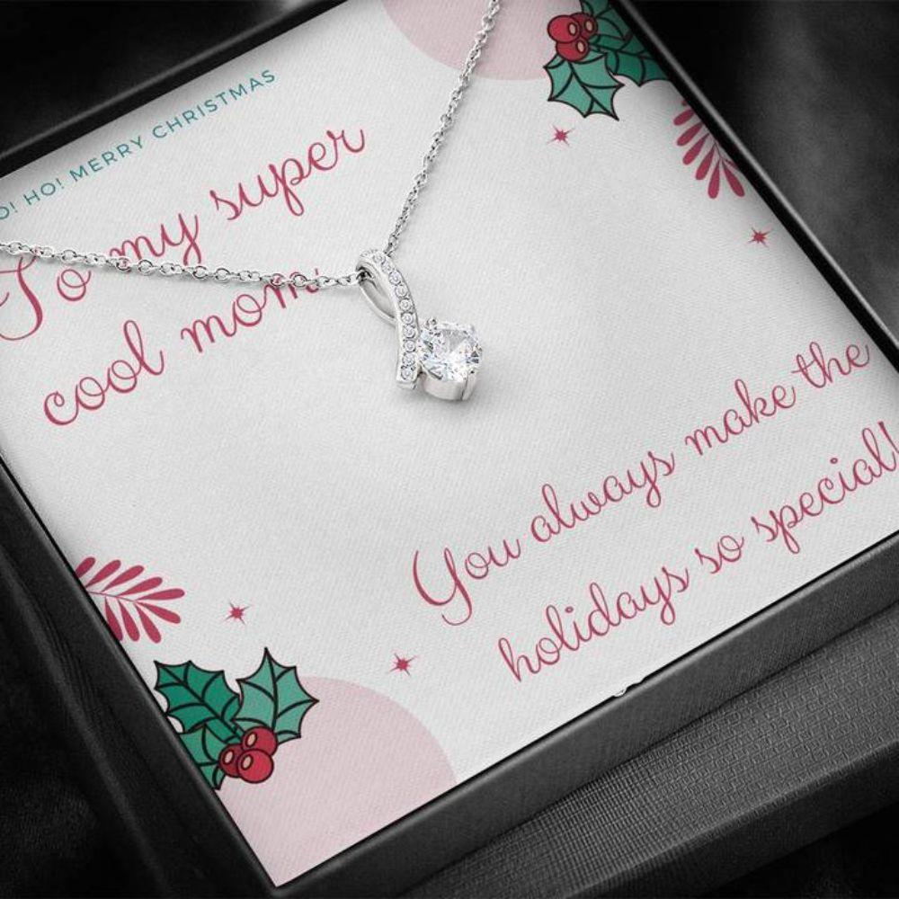 Mom Necklace, Happy Holidays To My Cool Mom Heart Necklace