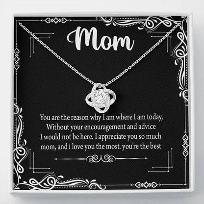 MOM NECKLACE, I LOVE YOU THE MOST BLACK GIFT FOR MOM LOVE KNOT NECKLACE