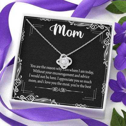 Mom Necklace, I Love You The Most Black Gift For Mom Love Knot Necklace