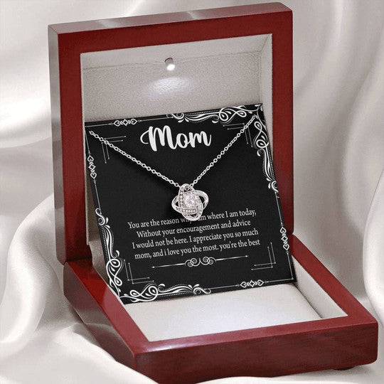 Mom Necklace, I Love You The Most Black Gift For Mom Love Knot Necklace