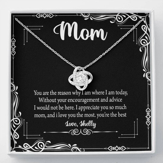 MOM NECKLACE, I LOVE YOU THE MOST GIFT FOR MOM CUSTOM NAME LOVE KNOT NECKLACE