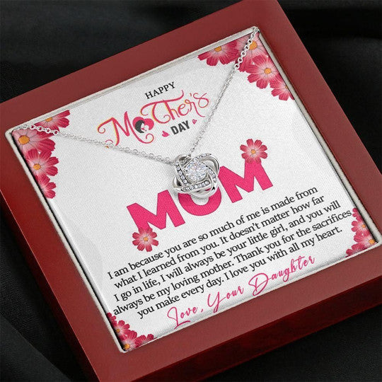 Mom Necklace, I Love You With All My Heart Gift For Mom Love Knot Necklace