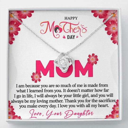 MOM NECKLACE, I LOVE YOU WITH ALL MY HEART GIFT FOR MOM LOVE KNOT NECKLACE